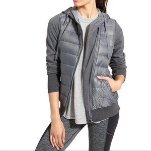 Athleta Down To Town Goose Down Jacket, Gray Silver, Zip Up, winter Coat, XS